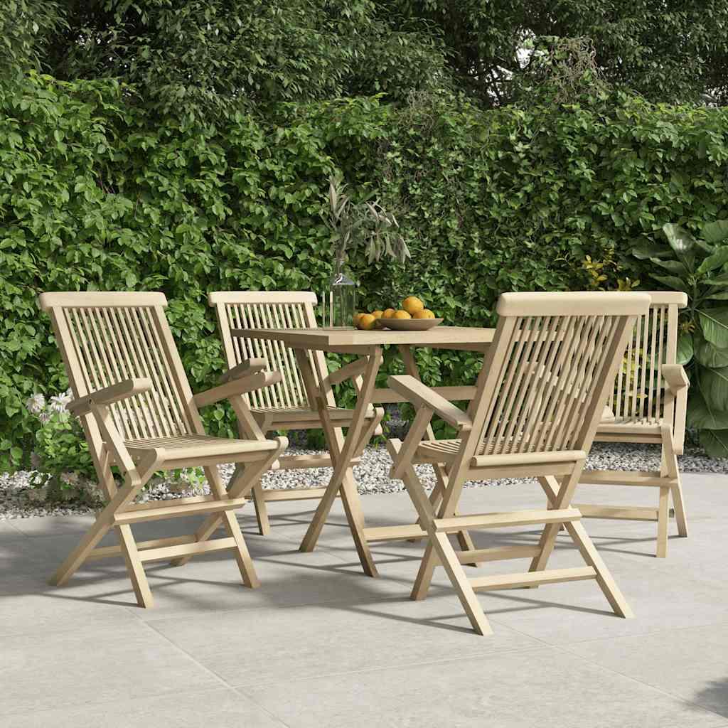 Sillas plegables (4 unidades) de madera maciza de teca