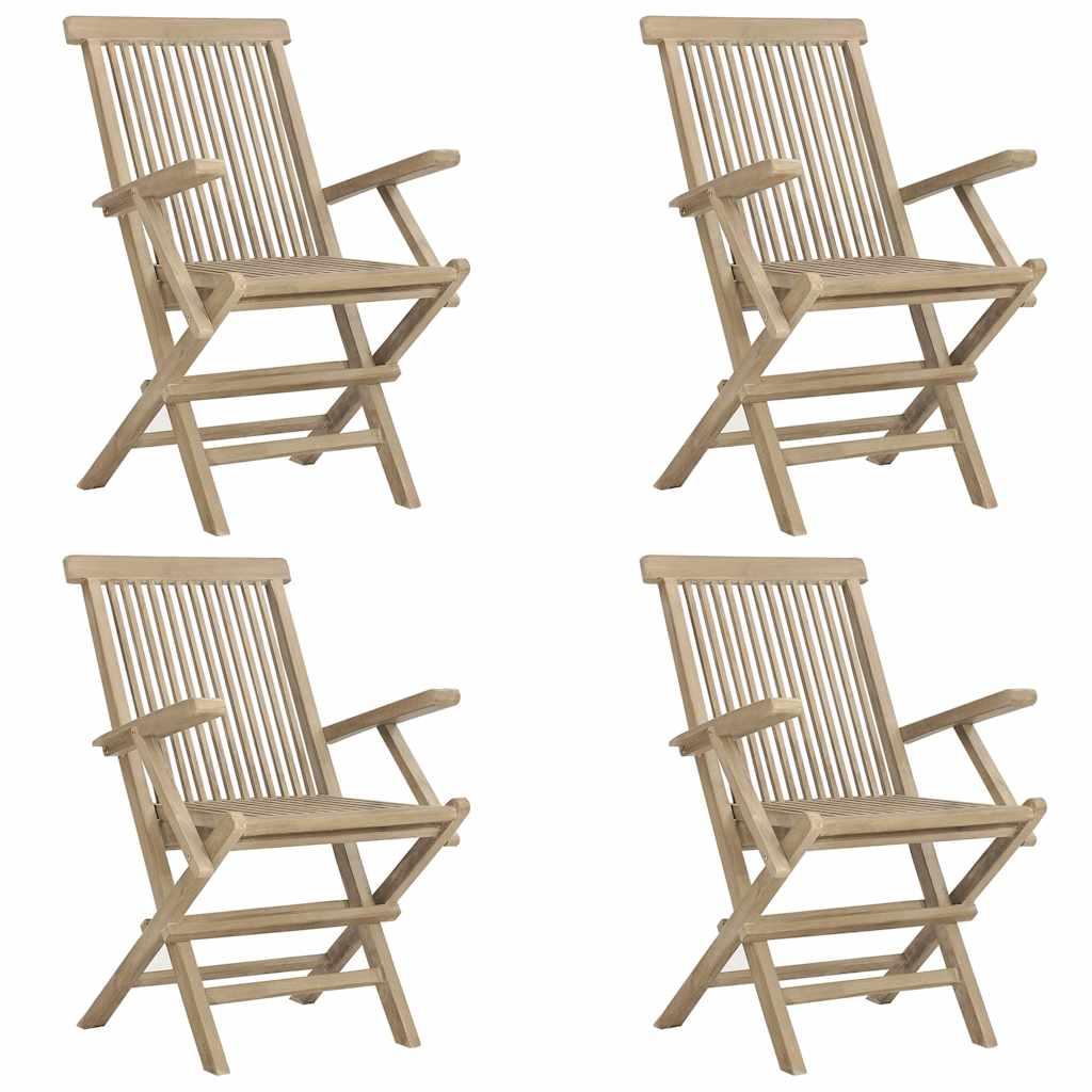 Sillas plegables (4 unidades) de madera maciza de teca