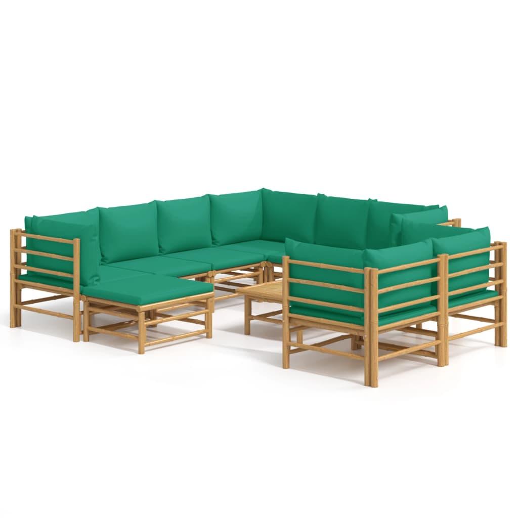 Set de muebles de jardín 10 piezas bambú