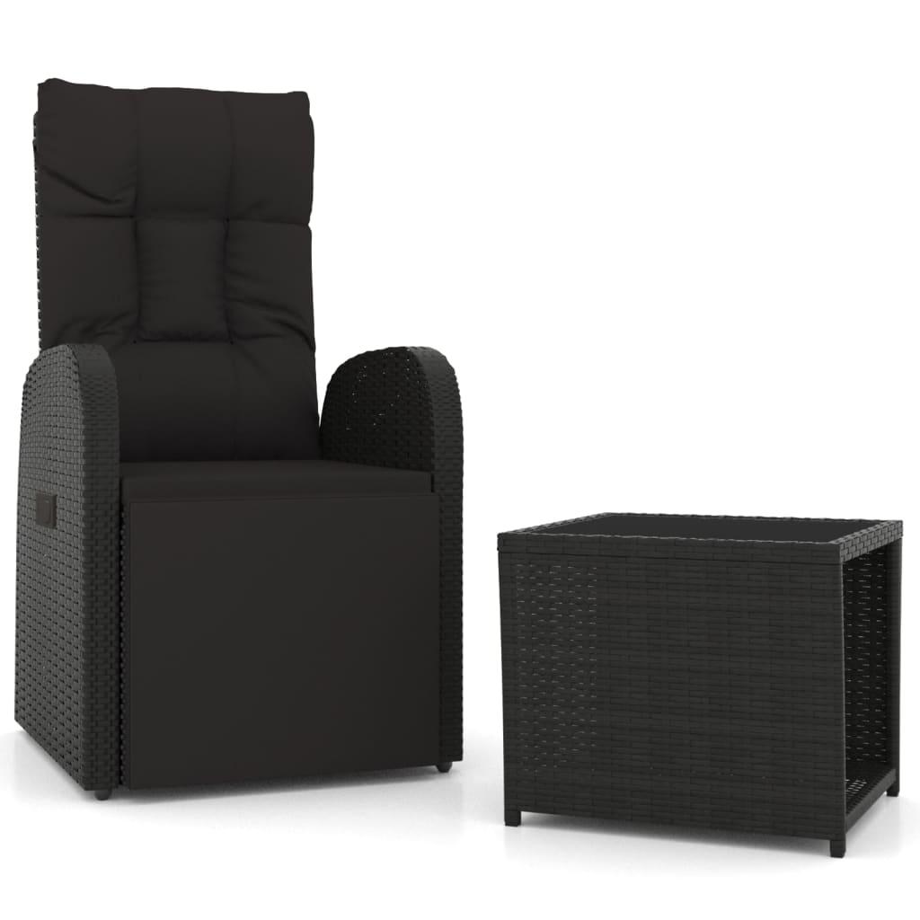 Juego de muebles jardín 2 piezas ratán sintético y acero negro