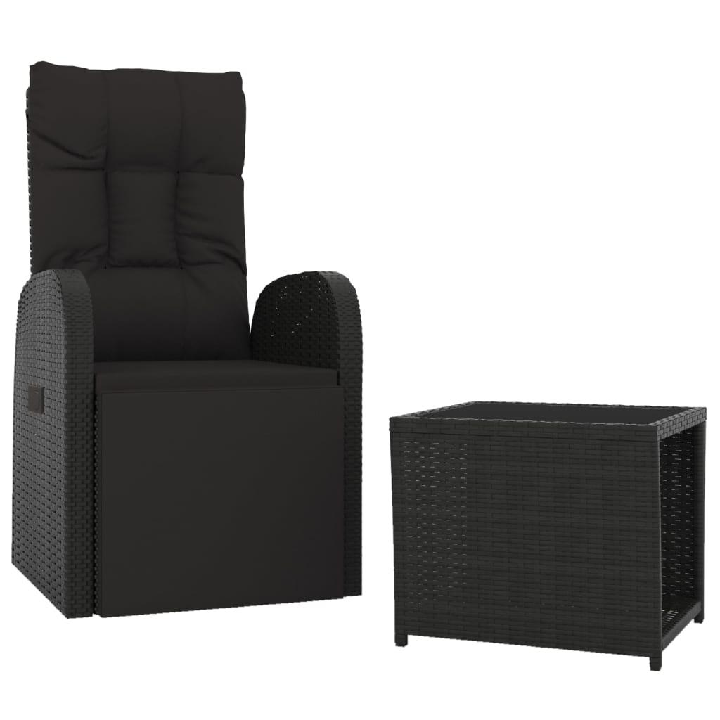 Juego de muebles jardín 2 piezas ratán sintético y acero negro