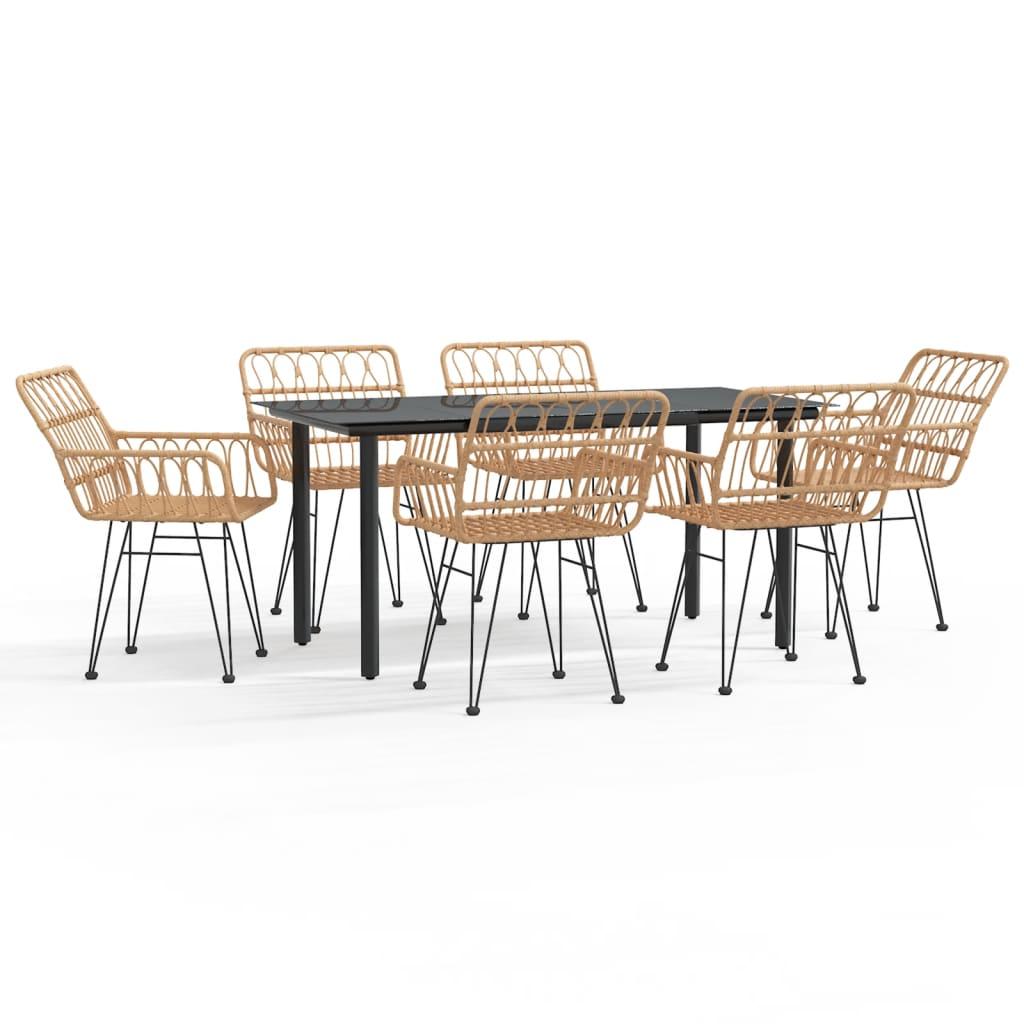 Juego de comedor de jardín 7 piezas ratán sintético