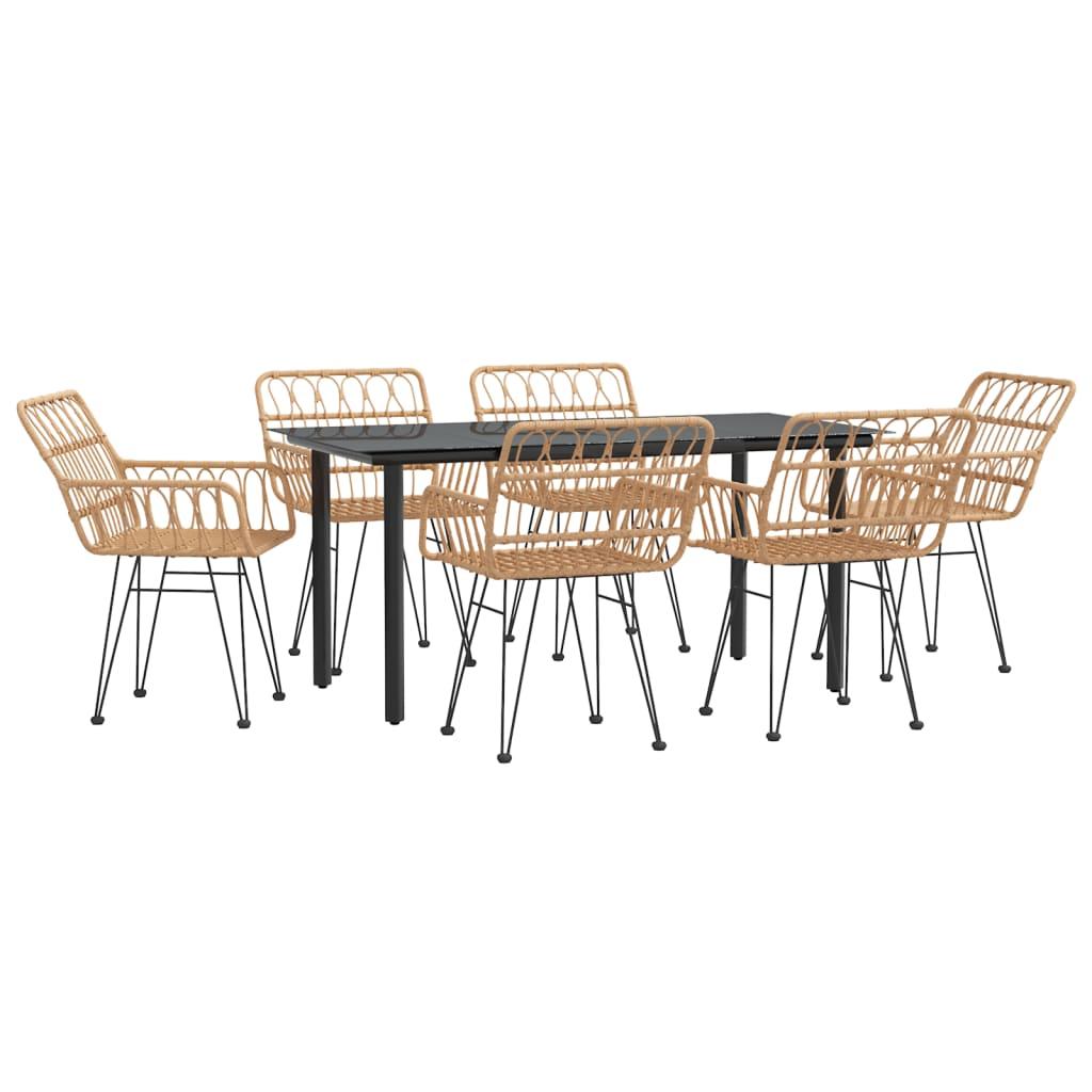 Juego de comedor de jardín 7 piezas ratán sintético