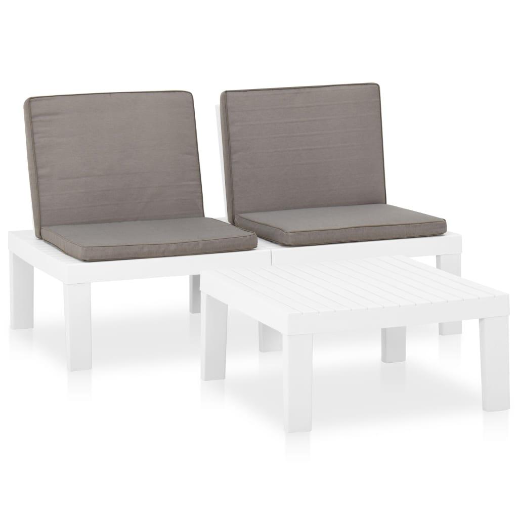 Set de muebles de jardín 2 piezas con cojines plástico