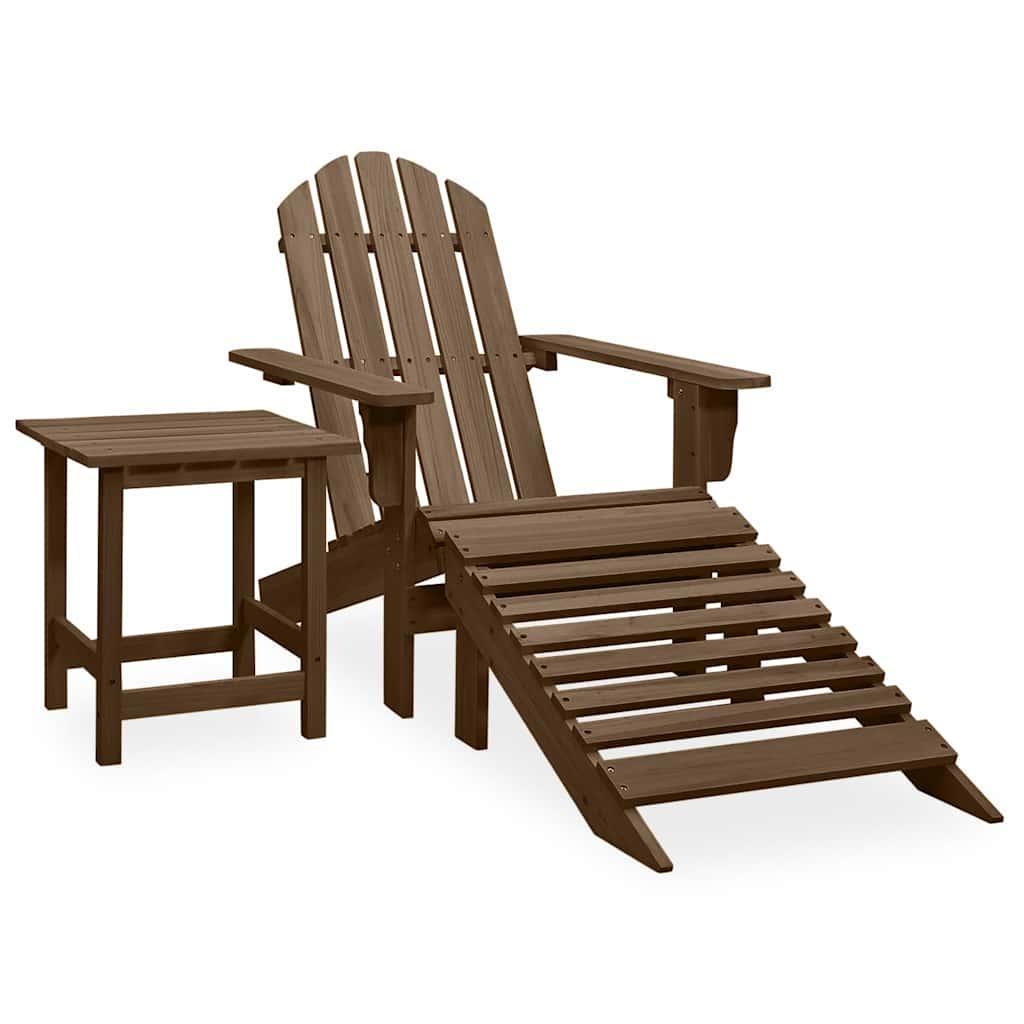 Silla con otomana y mesa jardín Adirondack abeto macizo marrón