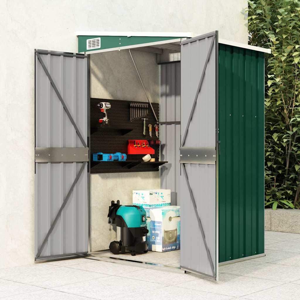 Cobertizo de jardín pared acero galvanizado verde 118x194x178cm