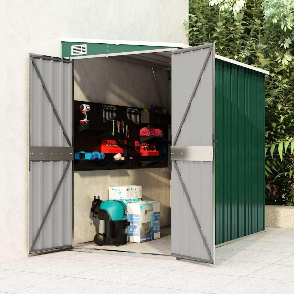 Cobertizo de jardín pared acero galvanizado verde 118x194x178cm