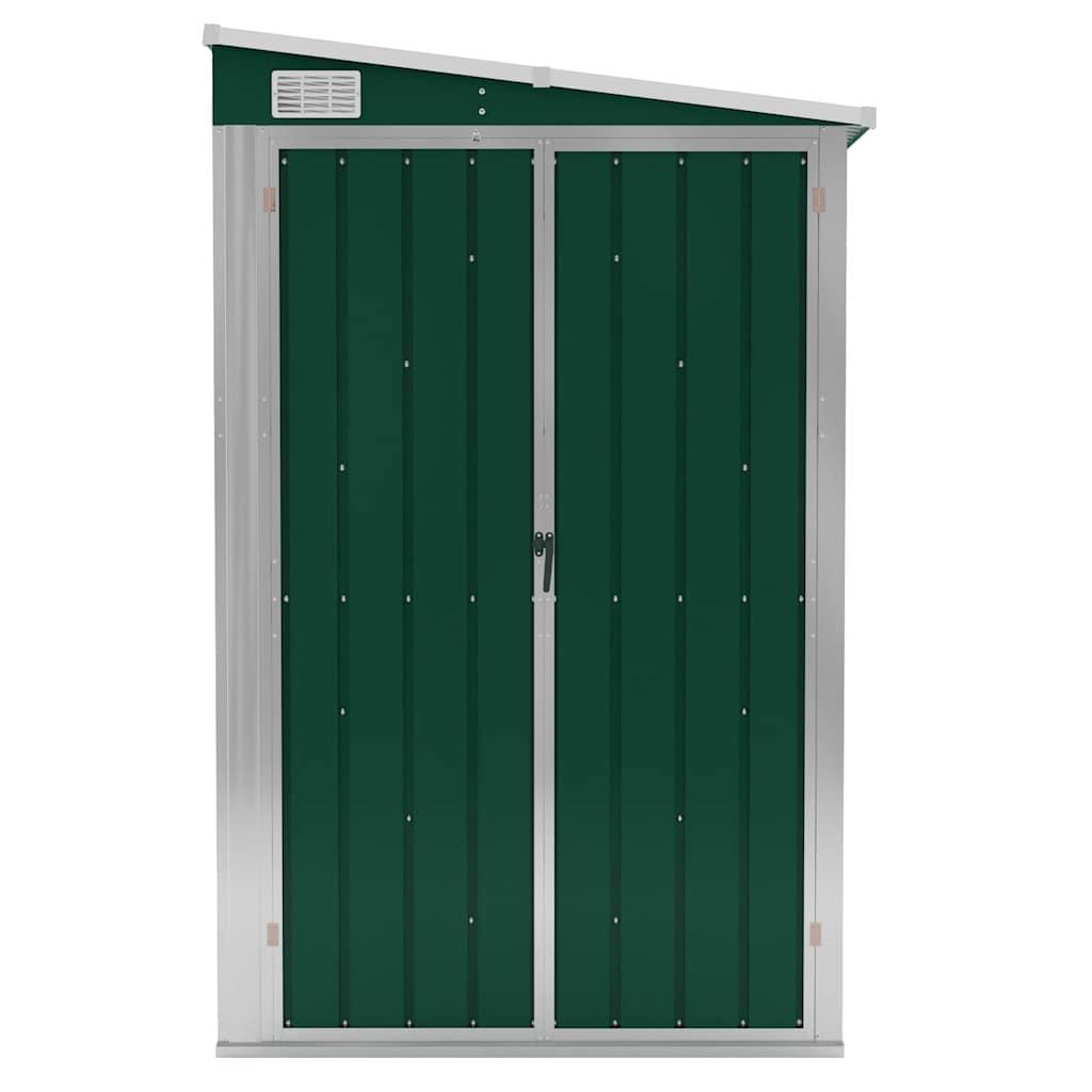 Cobertizo de jardín pared acero galvanizado verde 118x288x178cm