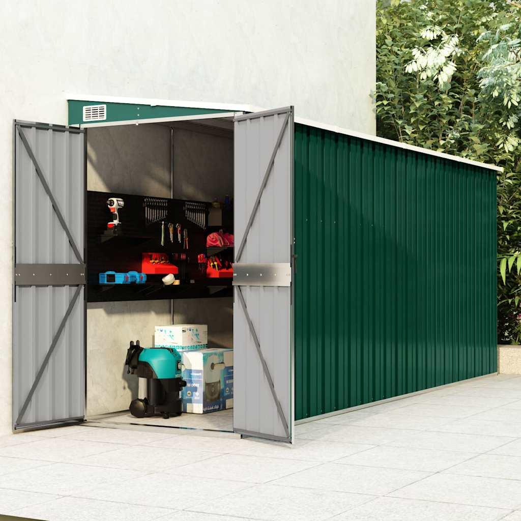 Cobertizo de jardín pared acero galvanizado verde 118x100x178cm