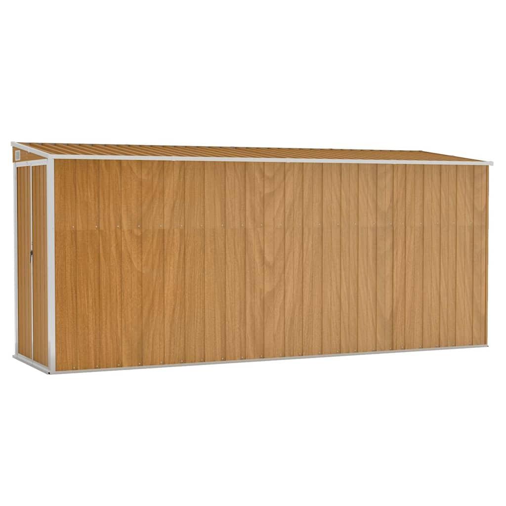 Caseta de jardín de pared marrón 118x382x178 cm acero galvanizado