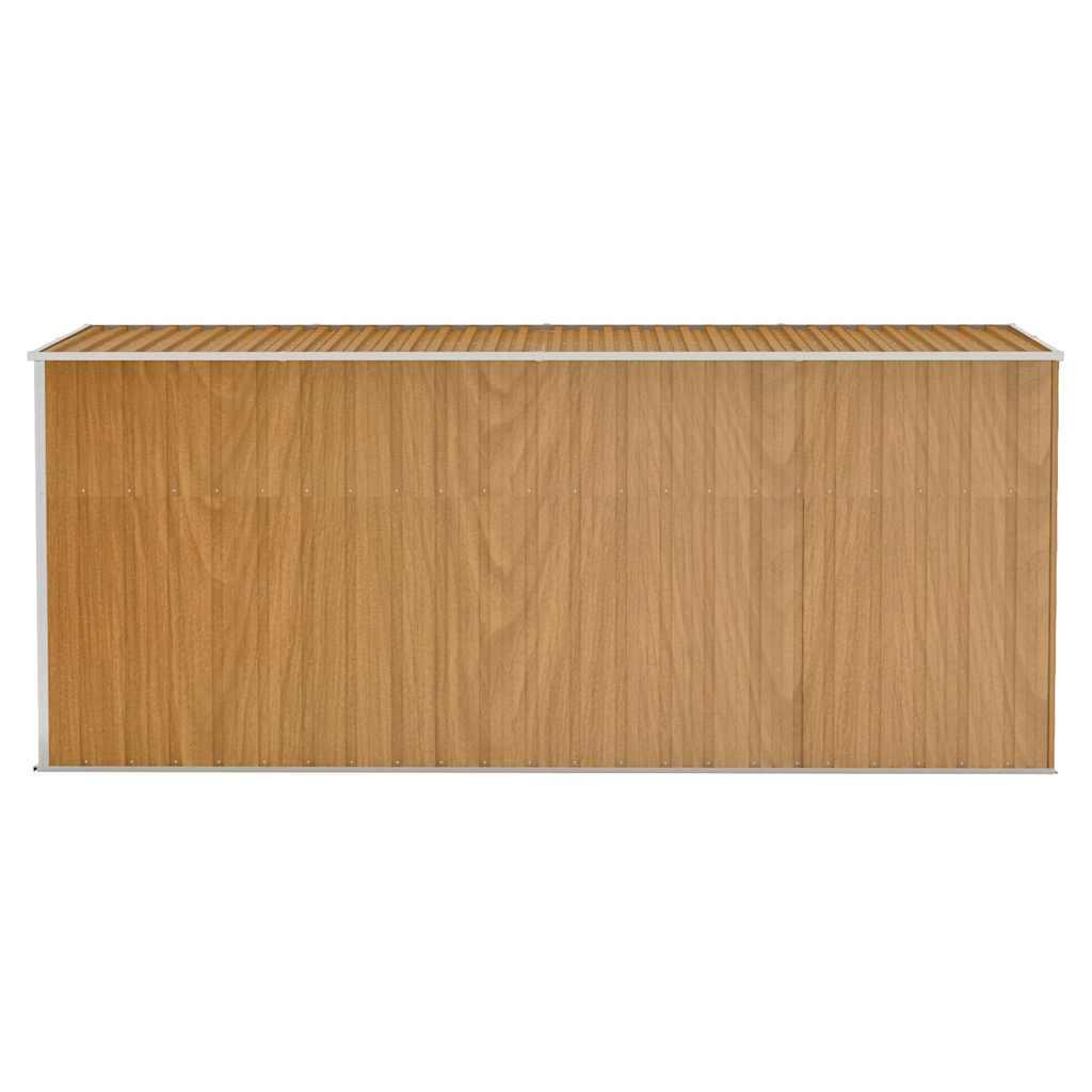 Caseta de jardín de pared marrón 118x382x178 cm acero galvanizado