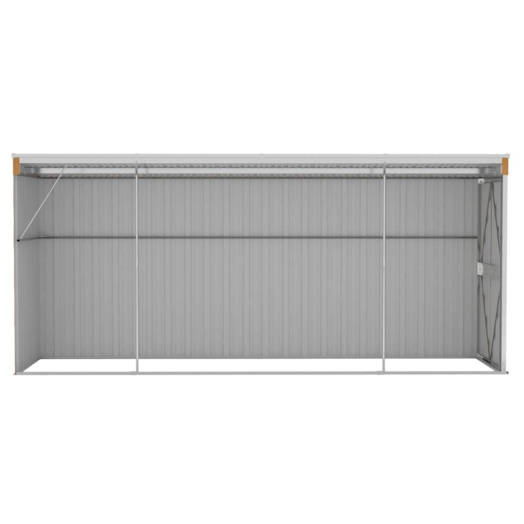 Caseta de jardín de pared marrón 118x382x178 cm acero galvanizado