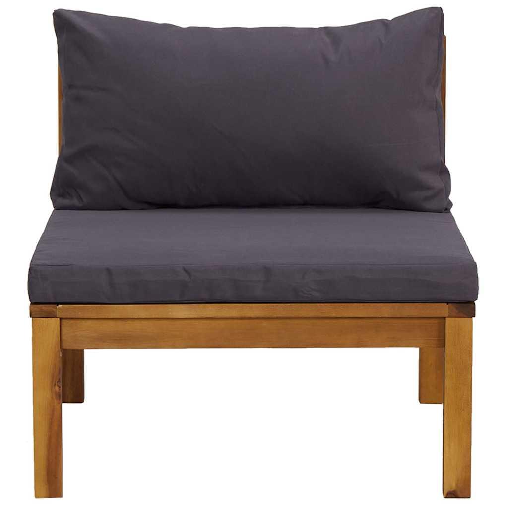 Set sofás jardín 2 pzas con cojines gris oscuro madera acacia