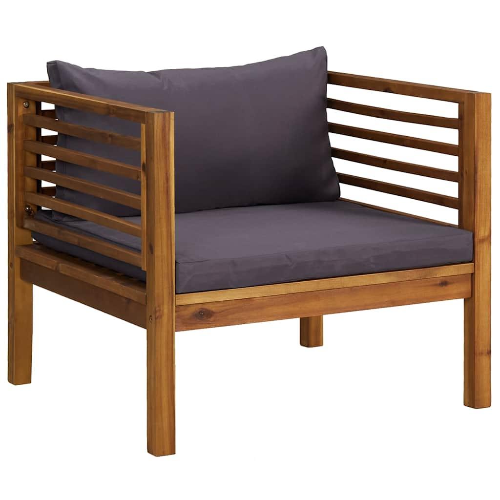Silla de jardín y cojines blanco crema madera maciza de acacia