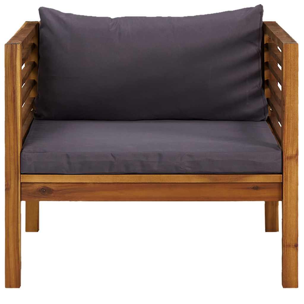 Silla de jardín y cojines blanco crema madera maciza de acacia