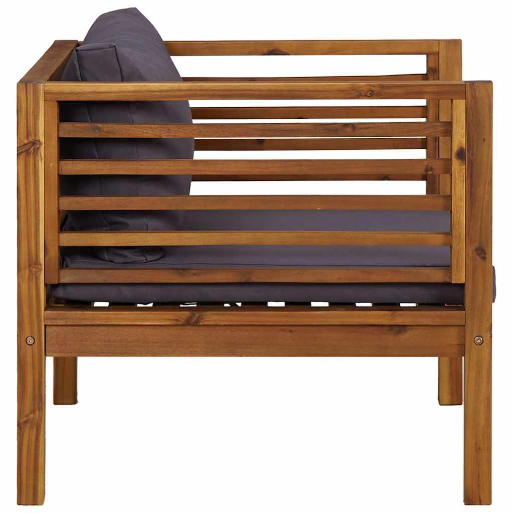 Silla de jardín y cojines blanco crema madera maciza de acacia