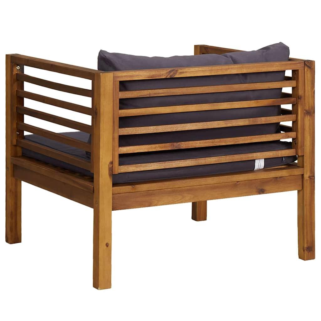 Silla de jardín y cojines blanco crema madera maciza de acacia