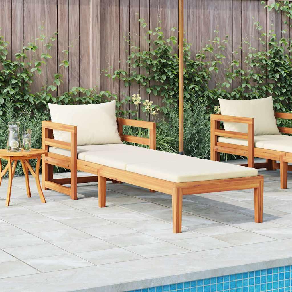 Tumbona con cojines madera maciza de acacia