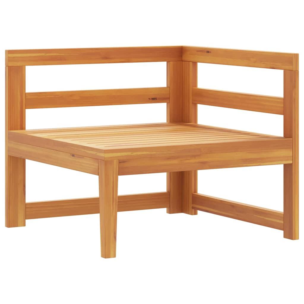 Sofá esquinero con cojines blanco crema madera de acacia