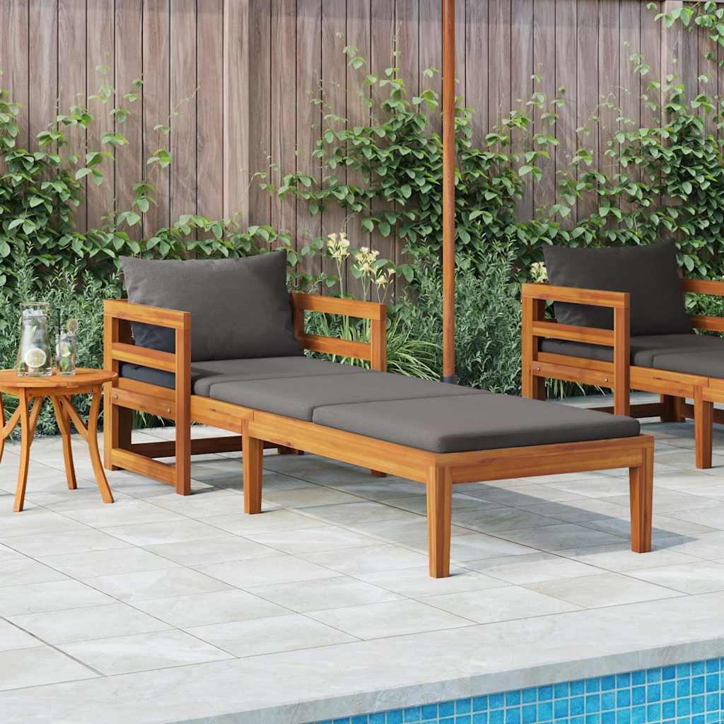 Tumbona con cojines madera maciza de acacia