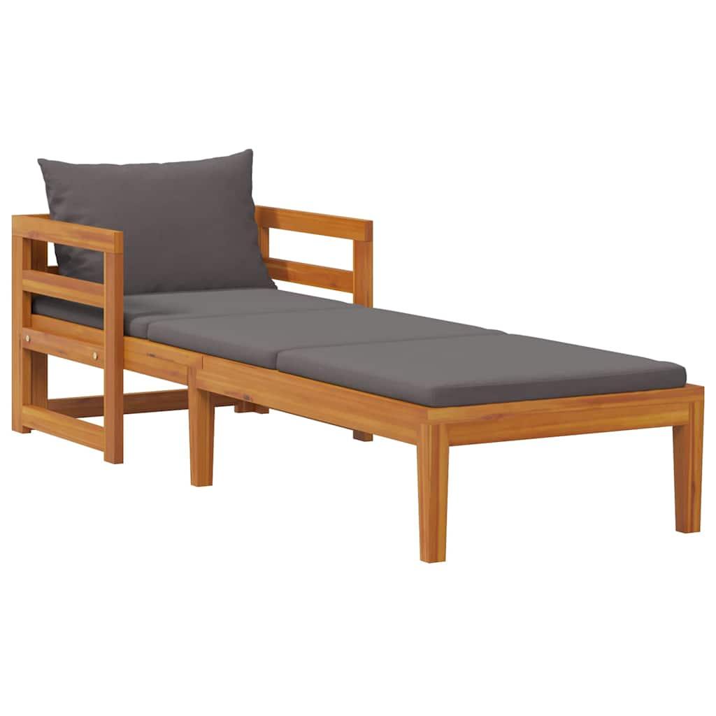 Tumbona con cojines madera maciza de acacia