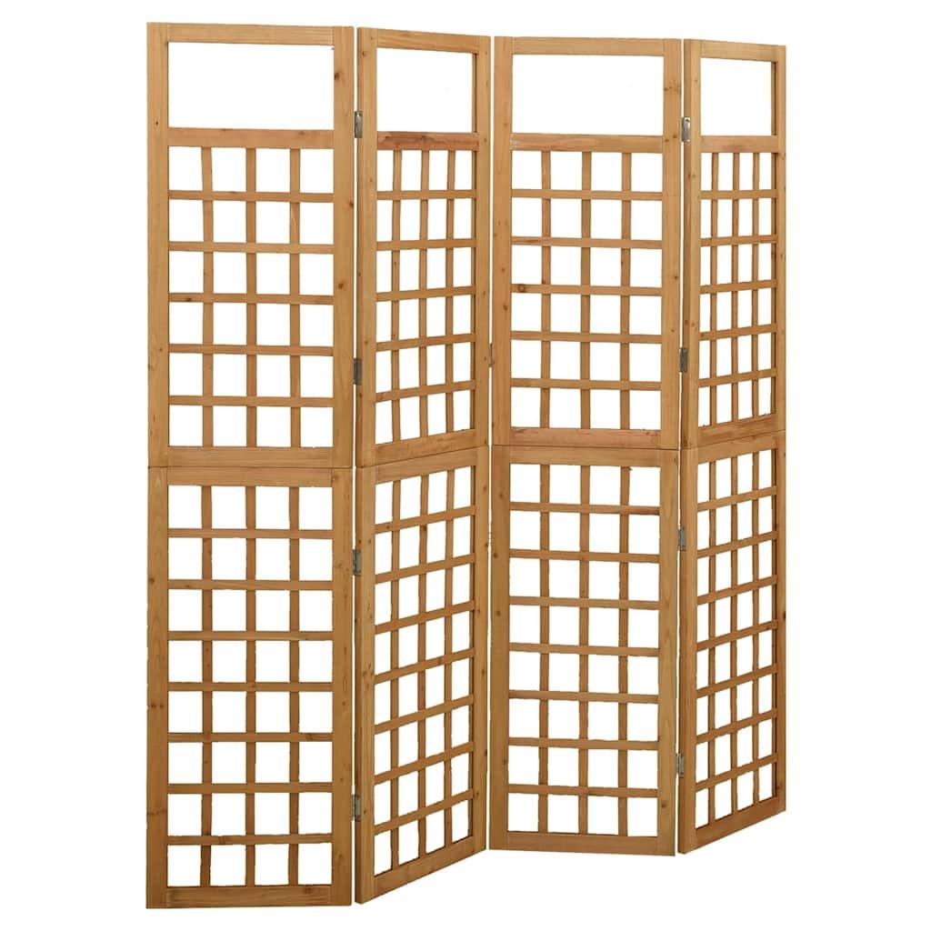 Biombo/Enrejado de 4 paneles madera maciza de abeto 161x180 cm