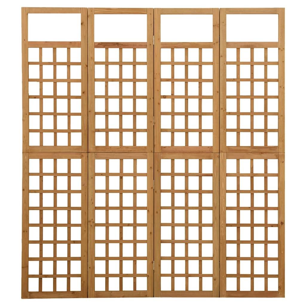 Biombo/Enrejado de 4 paneles madera maciza de abeto 161x180 cm