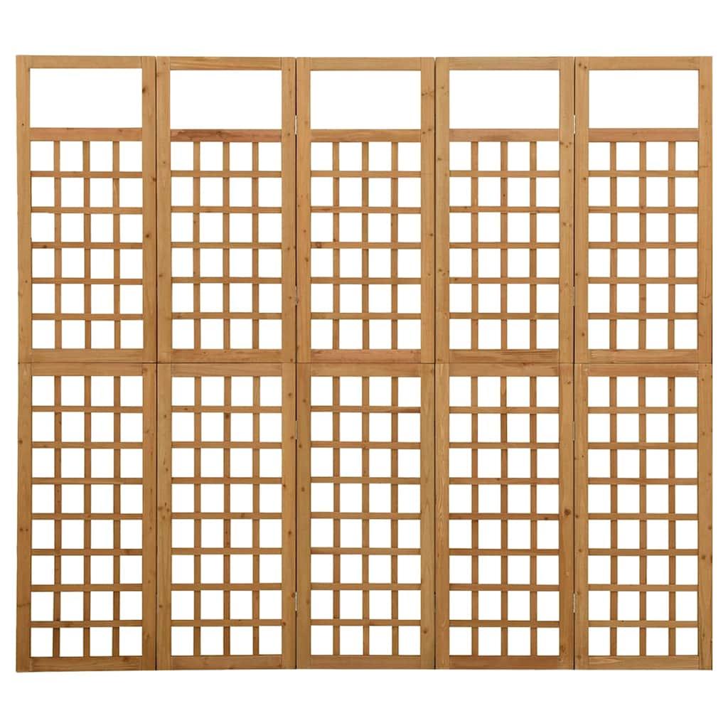 Biombo/Enrejado de 5 paneles madera maciza abeto 201,5x180 cm