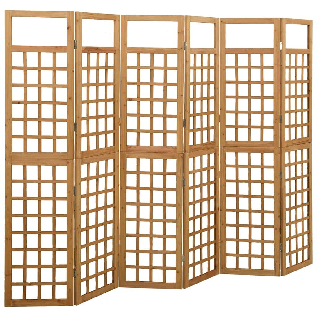 Biombo/Enrejado de 6 paneles madera de abeto negro 242,5x180 cm