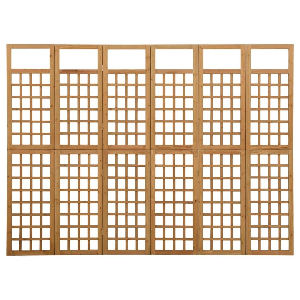 Biombo/Enrejado de 6 paneles madera de abeto negro 242,5x180 cm
