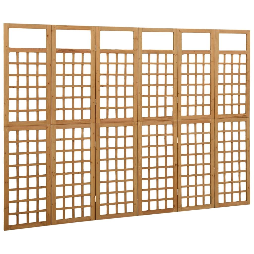 Biombo/Enrejado de 6 paneles madera de abeto negro 242,5x180 cm