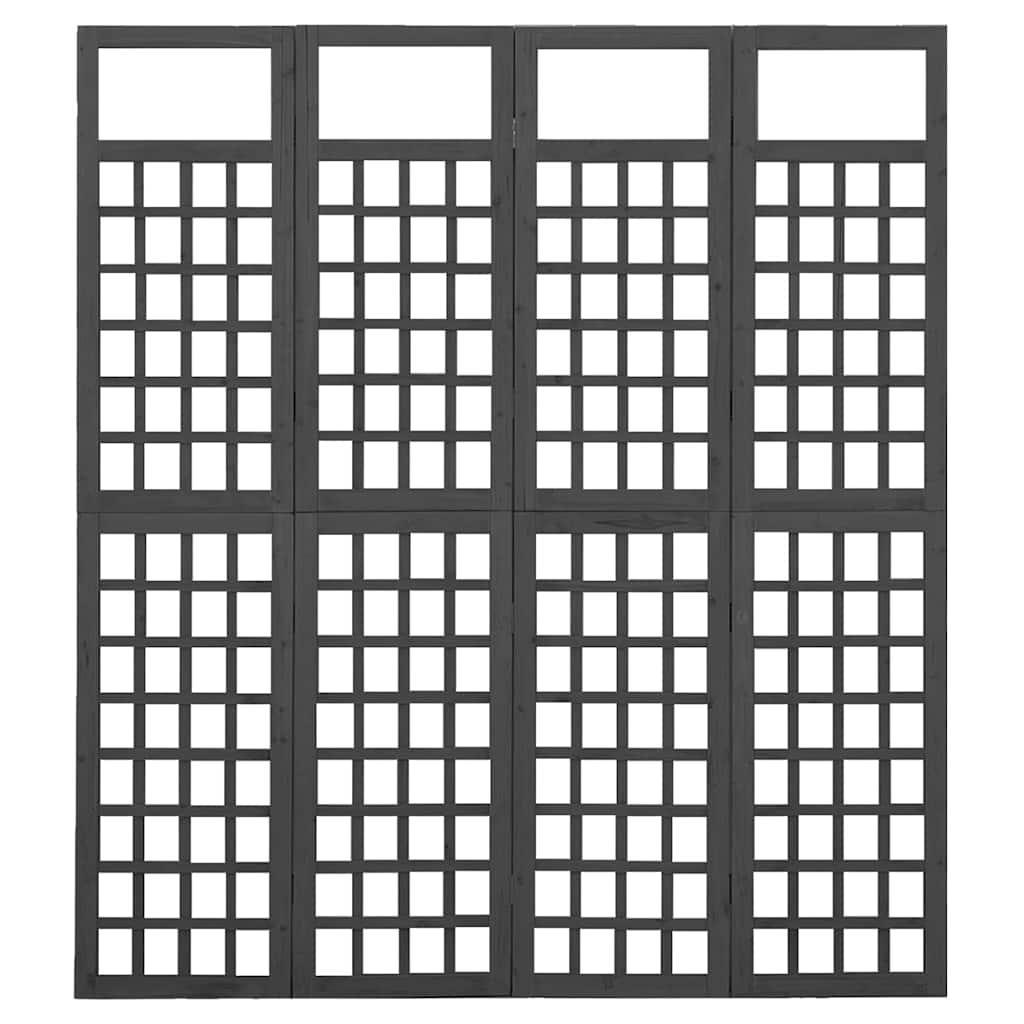 Biombo/Enrejado de 4 paneles madera de abeto 161x180 cm