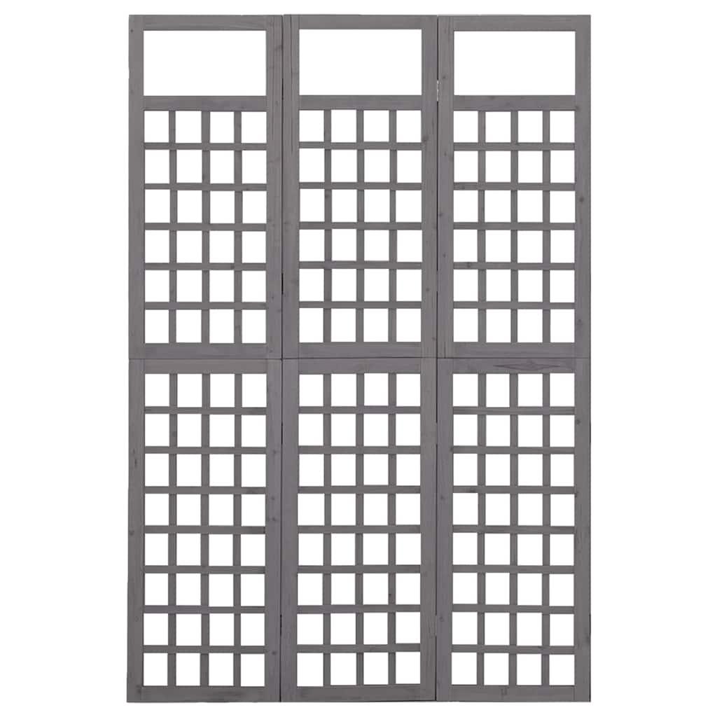 Biombo/Enrejado de 3 paneles madera de abeto 121x180 cm