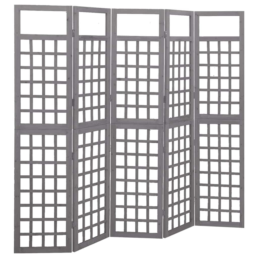 Biombo/Enrejado de 5 paneles madera de abeto 201,5x180 cm