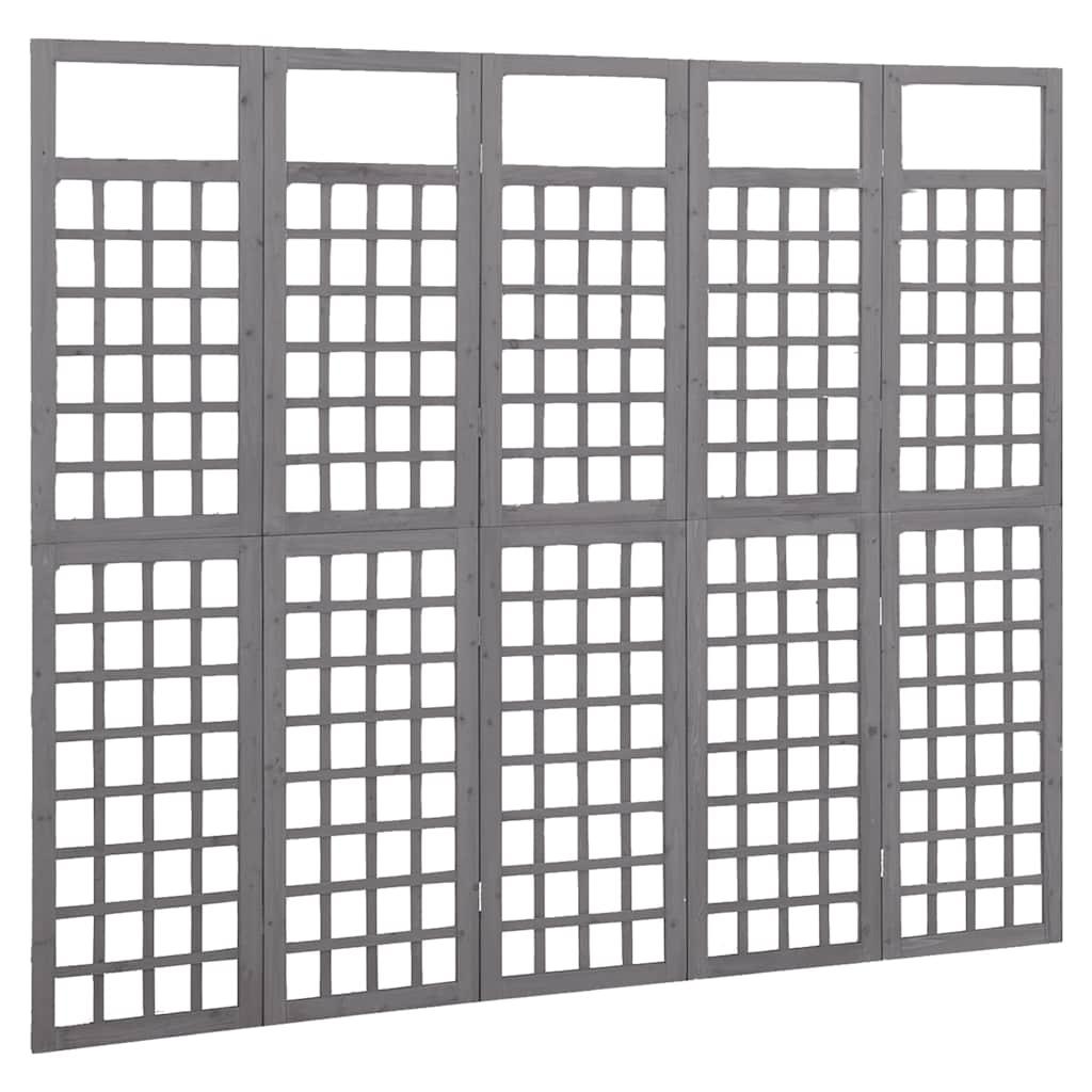 Biombo/Enrejado de 5 paneles madera de abeto 201,5x180 cm
