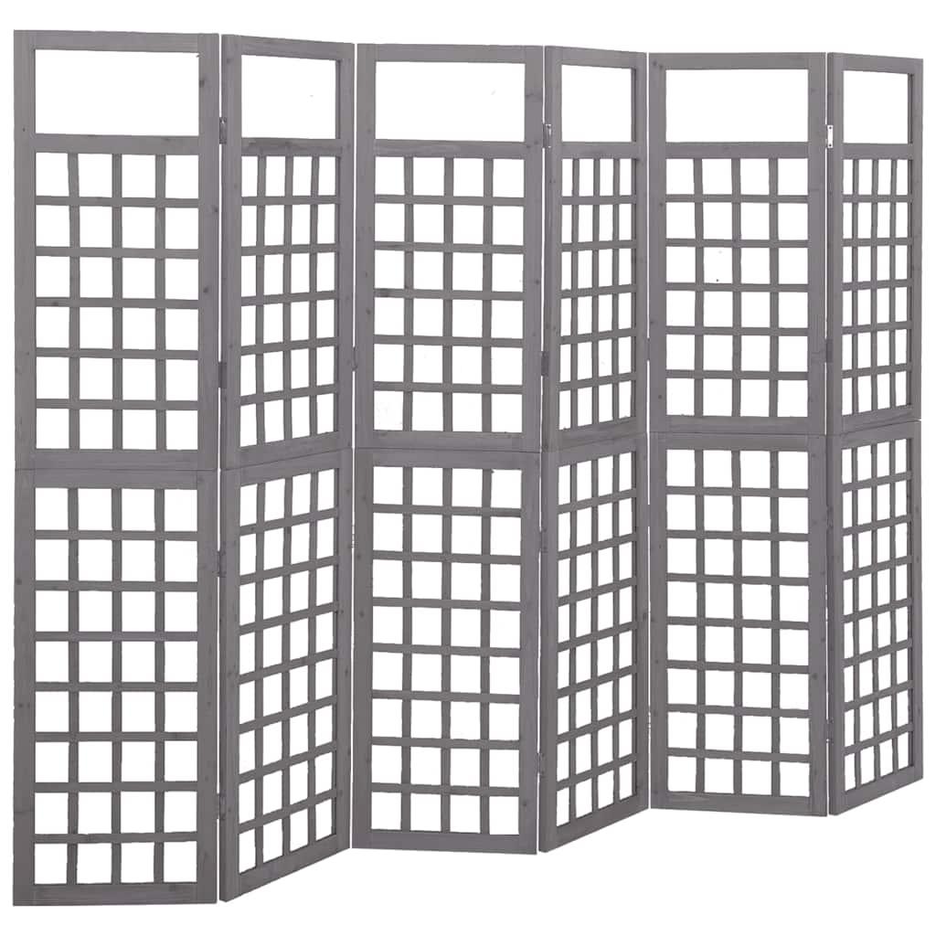 Biombo/Enrejado de 6 paneles madera de abeto negro 242,5x180 cm