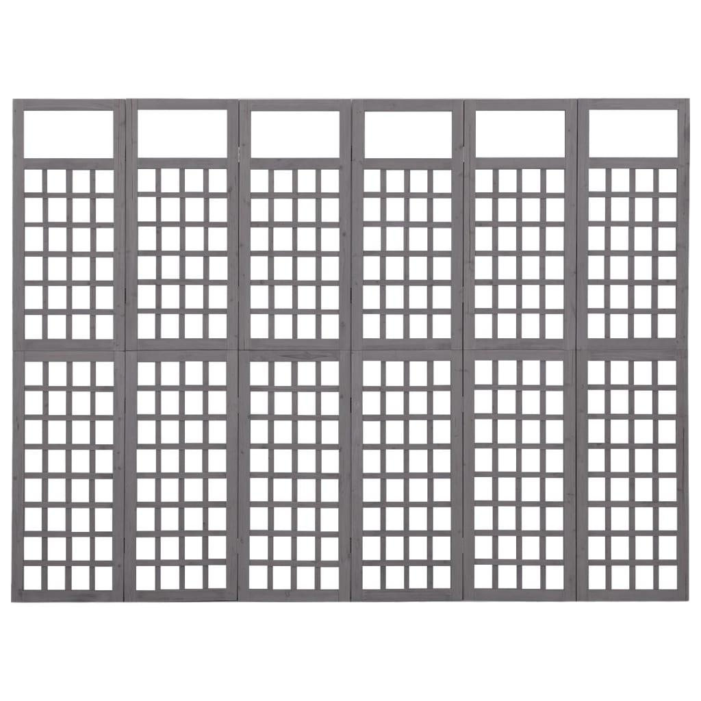 Biombo/Enrejado de 6 paneles madera de abeto negro 242,5x180 cm