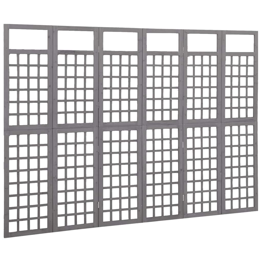 Biombo/Enrejado de 6 paneles madera de abeto negro 242,5x180 cm