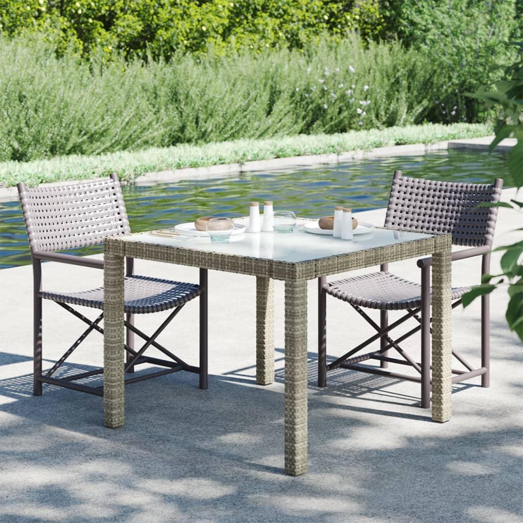 Mesa jardín vidrio templado ratán sintético beige 200x150x75 cm