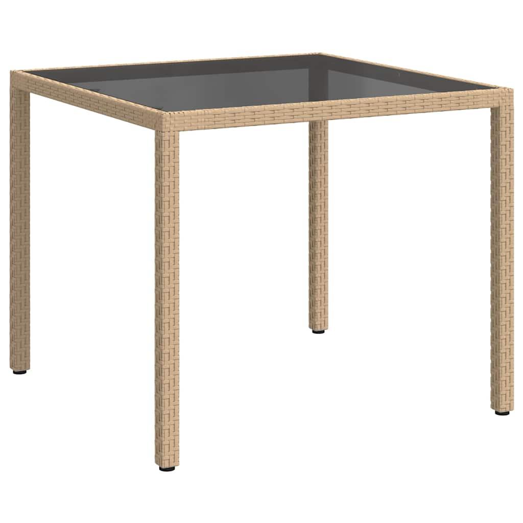 Mesa jardín vidrio templado ratán sintético 150x90x75 cm marrón