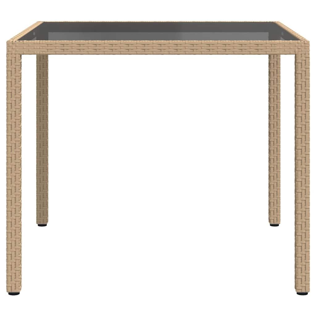 Mesa jardín vidrio templado ratán sintético 150x90x75 cm marrón