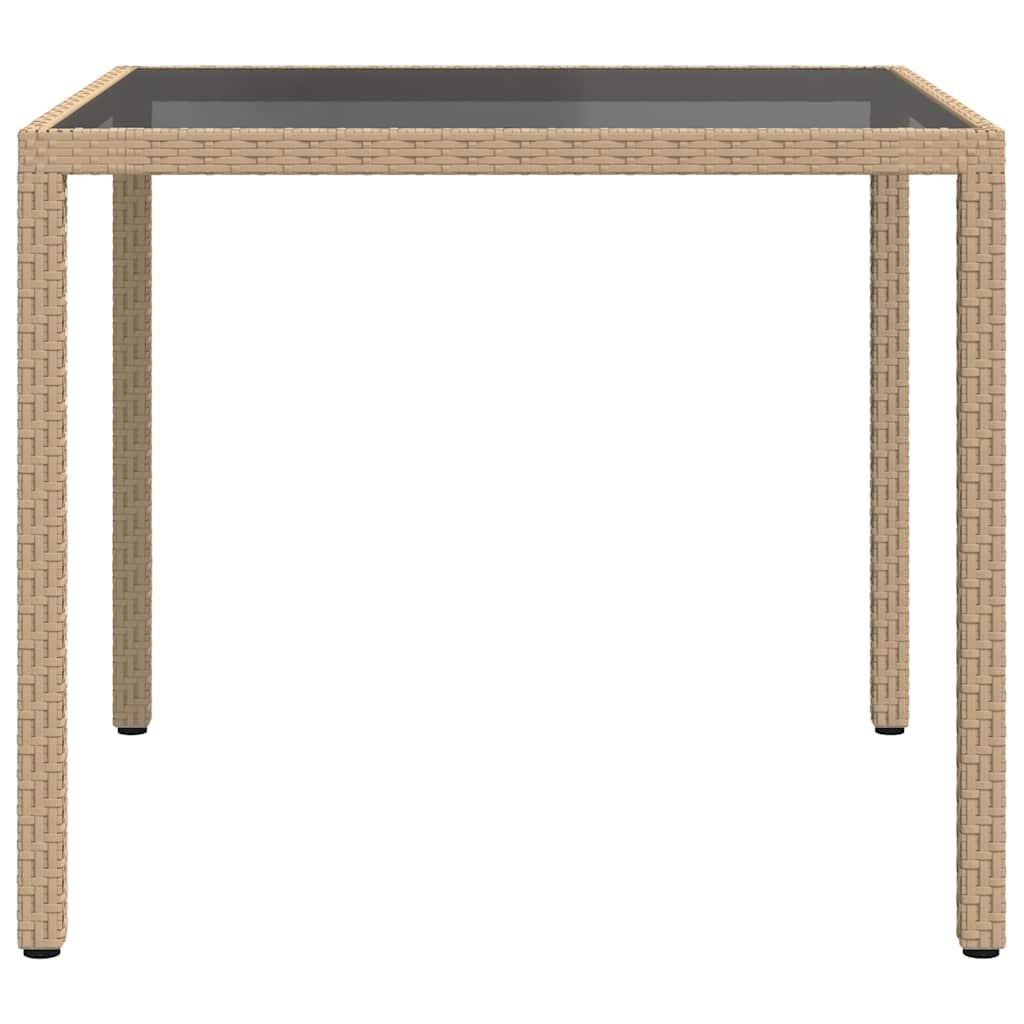 Mesa jardín vidrio templado ratán sintético 150x90x75 cm marrón