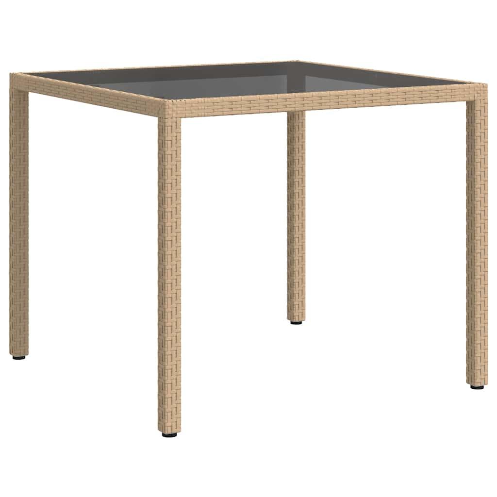 Mesa jardín vidrio templado ratán sintético 150x90x75 cm marrón