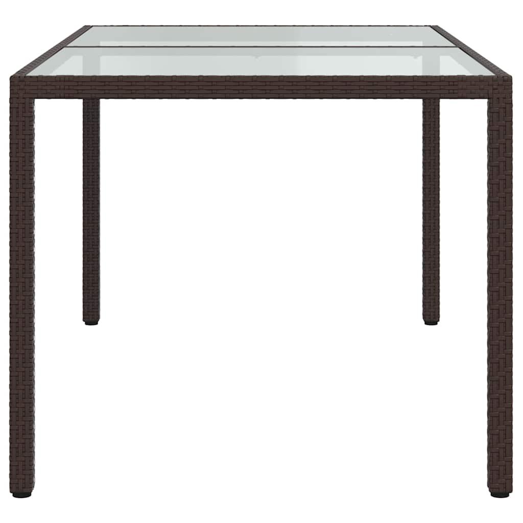 Mesa jardín vidrio templado ratán sintético 150x90x75 cm marrón