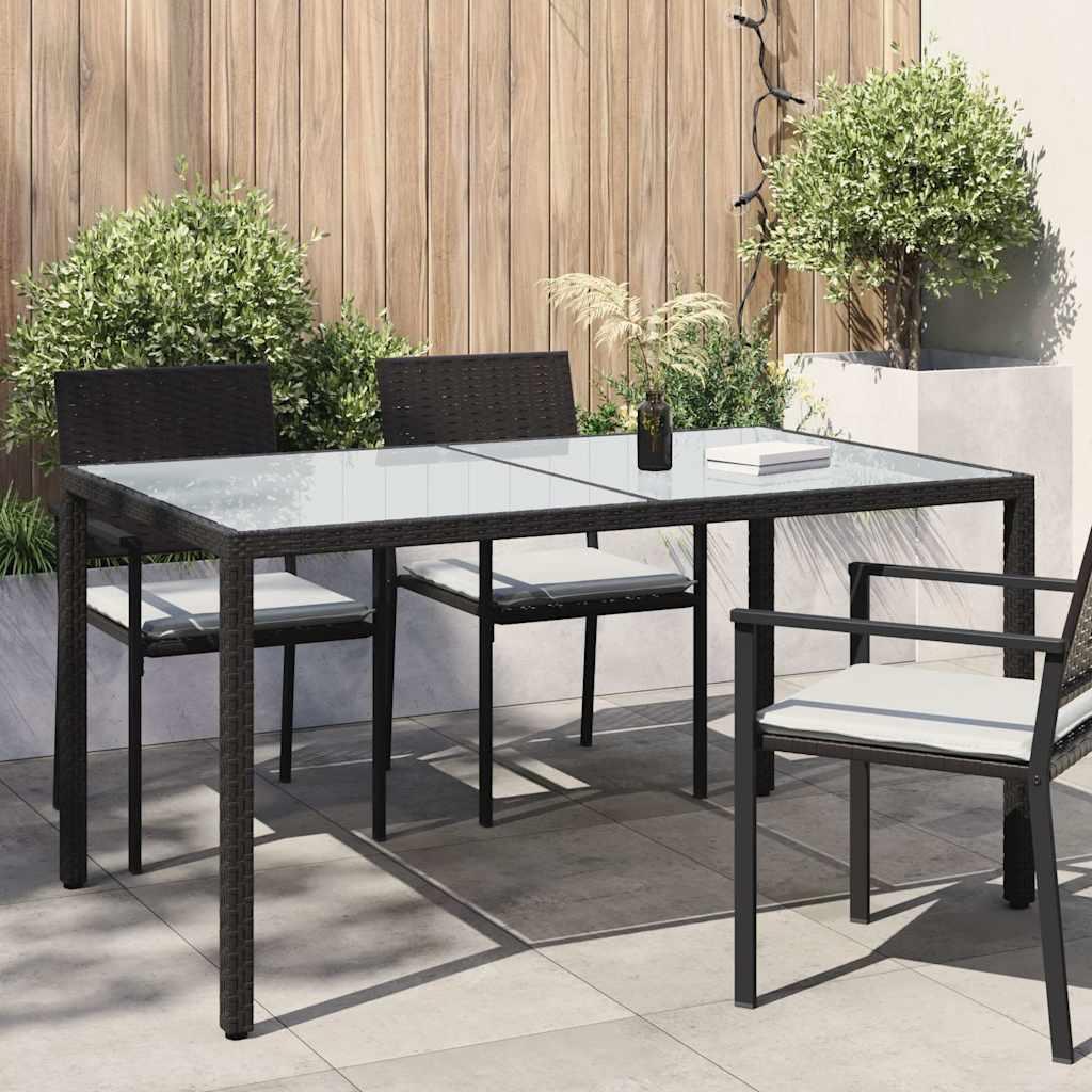 Mesa jardín vidrio templado ratán sintético beige 200x150x75 cm