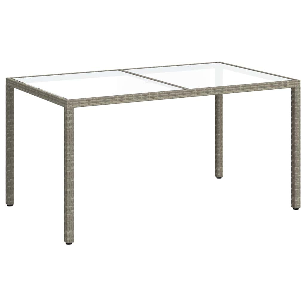 Mesa jardín vidrio templado ratán sintético 150x90x75 cm marrón