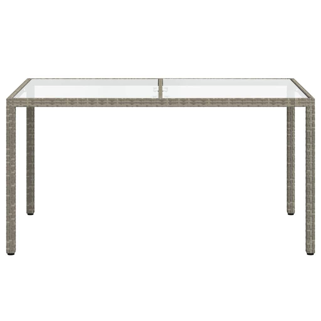 Mesa jardín vidrio templado ratán sintético 150x90x75 cm marrón