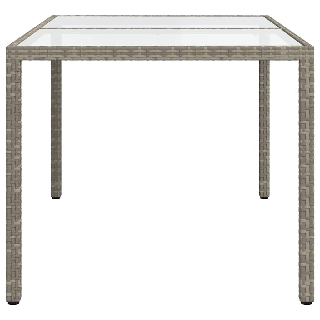 Mesa jardín vidrio templado ratán sintético 150x90x75 cm marrón