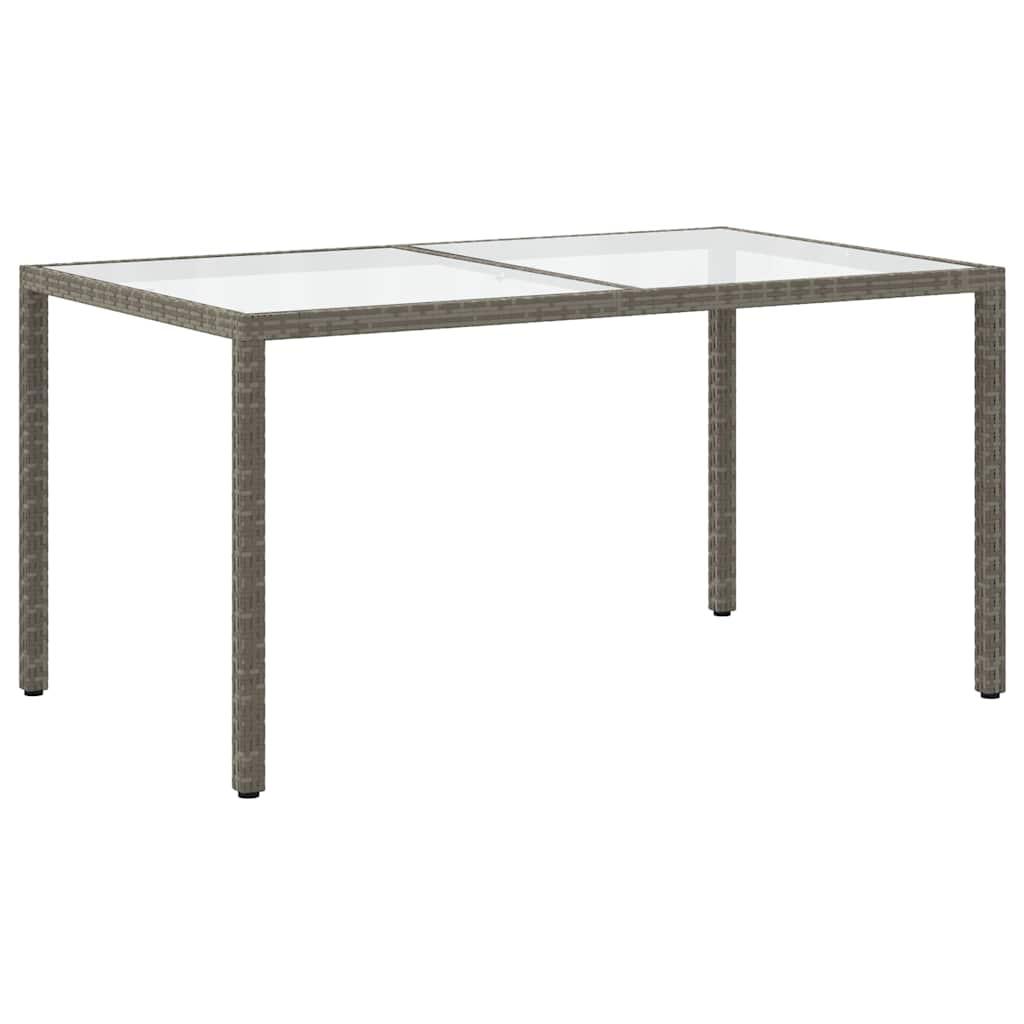 Mesa jardín vidrio templado ratán sintético 150x90x75 cm marrón