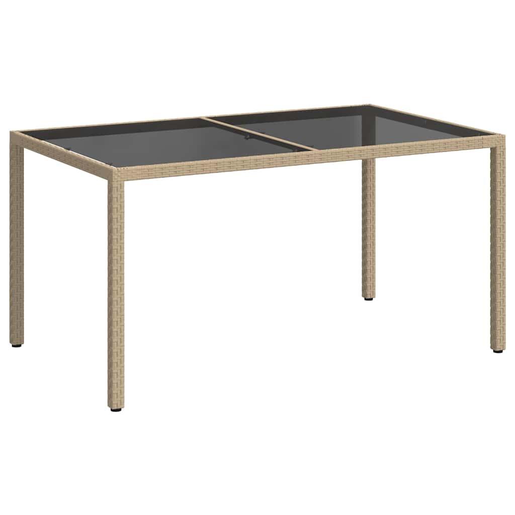 Mesa jardín vidrio templado ratán sintético beige 200x150x75 cm